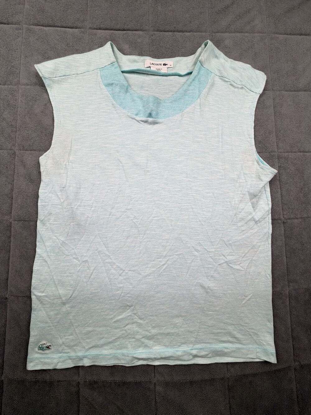 Lacoste Women's Blue Marled Cotton Sleeveless Tank Top Size 36